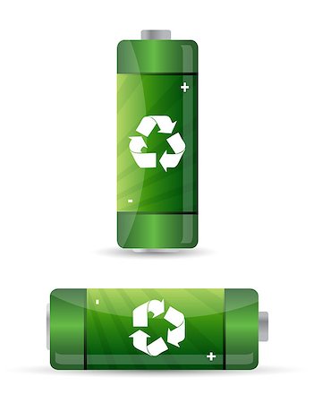 green batteries set with recycling symbol. Stock Photo - Budget Royalty-Free & Subscription, Code: 400-04411593