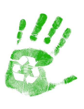 green handprint with recycling symbol in palm over white Stock Photo - Budget Royalty-Free & Subscription, Code: 400-04411778
