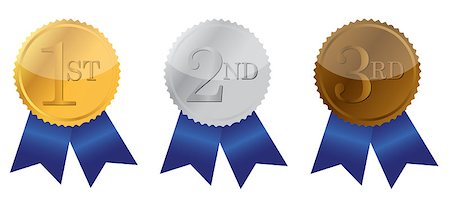 Three ribbon of Achievement, gold, silver and bronze illustration design Stock Photo - Budget Royalty-Free & Subscription, Code: 400-04411970