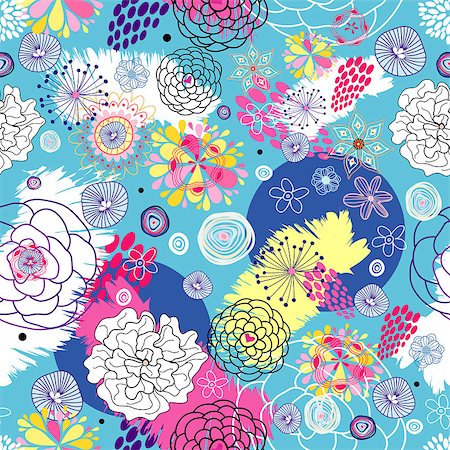 simsearch:400-05375439,k - seamless bright floral summer pattern on a blue background Stock Photo - Budget Royalty-Free & Subscription, Code: 400-04412227