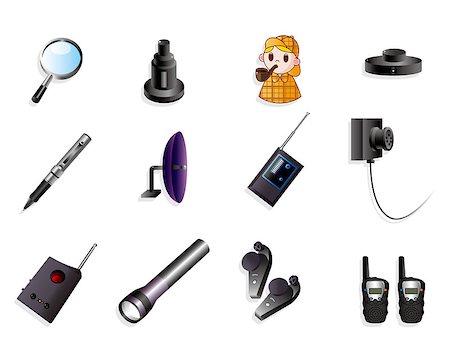 simsearch:400-05681063,k - Cartoon detective equipment icon set Stock Photo - Budget Royalty-Free & Subscription, Code: 400-04412568