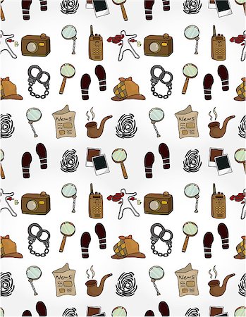 detectives and investigators cartoons - Cartoon detective equipment  seamless pattern Stock Photo - Budget Royalty-Free & Subscription, Code: 400-04412576