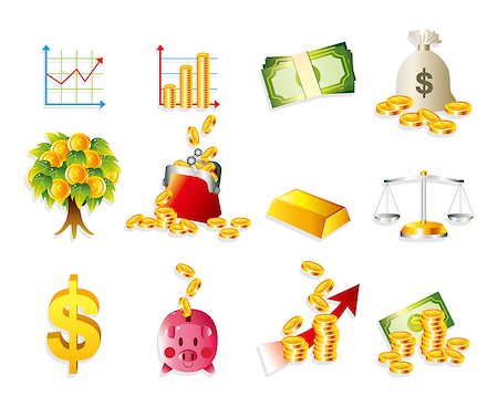 cartoon Finance & Money Icon set Photographie de stock - Aubaine LD & Abonnement, Code: 400-04413542