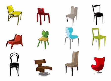 simsearch:400-04337140,k - cartoon chair furniture icon set Stock Photo - Budget Royalty-Free & Subscription, Code: 400-04424415