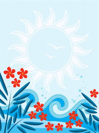 simsearch:400-05944023,k - vector background with oleander and waves, Adobe Illustrator 8 format Stock Photo - Budget Royalty-Free & Subscription, Code: 400-04424672