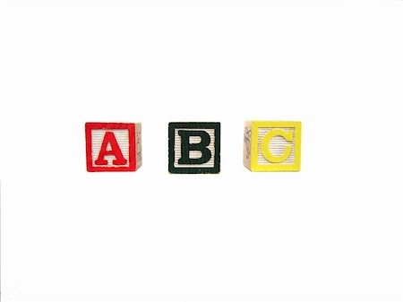 simsearch:600-02346205,k - Child's multicolored letter blocks, ABC isolated on white Stock Photo - Budget Royalty-Free & Subscription, Code: 400-04425376