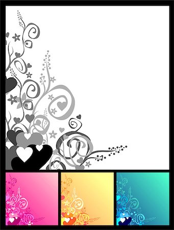 simsearch:400-04752266,k - Love & flowers & scrolls background.   Vector. You easily can change colour and size. Stock Photo - Budget Royalty-Free & Subscription, Code: 400-04426158