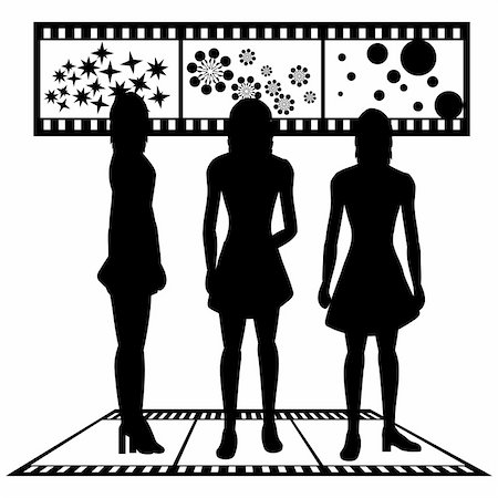 simsearch:400-04150413,k - Silhouettes of women with film strip background Photographie de stock - Aubaine LD & Abonnement, Code: 400-04428107