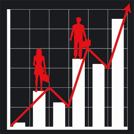 simsearch:400-04150413,k - Graph showing rising profits with people silhouettes Photographie de stock - Aubaine LD & Abonnement, Code: 400-04428108