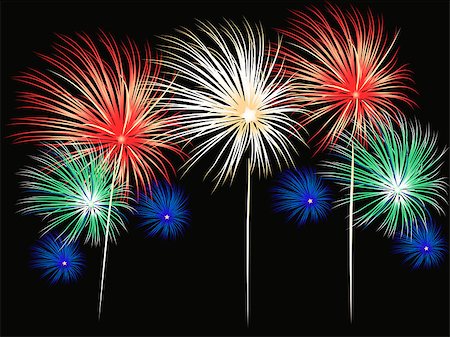 simsearch:400-04219011,k - Bright and colorful fireworks display in vector format. Colors and positions of fireworks can be changed. Stock Photo - Budget Royalty-Free & Subscription, Code: 400-04428506