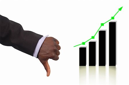 This is an image of a business hand representing a "Bad Prediction".This is indicated by the thumb down gesture and the rise in the graph. Stock Photo - Budget Royalty-Free & Subscription, Code: 400-04428780