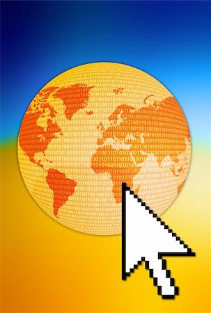 simsearch:400-03910395,k - Colorful computer collage of an arrow pointing at the world. Stock Photo - Budget Royalty-Free & Subscription, Code: 400-04429394