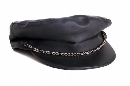 Black biker hat with chain - isolated with clipping path Stock Photo - Budget Royalty-Free & Subscription, Code: 400-04429851