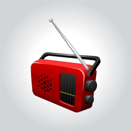 radio wave - iconic illustration of a red shiny transistor radio set Stock Photo - Budget Royalty-Free & Subscription, Code: 400-04420070