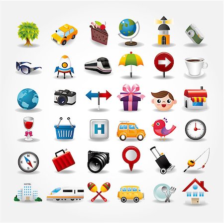 simsearch:400-05681063,k - Travel icons symbol collection. Vector illustration Stock Photo - Budget Royalty-Free & Subscription, Code: 400-04420812