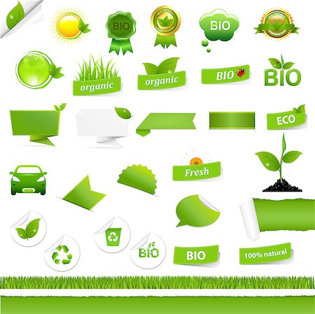 eco car vector - Bio Signs Set, Isolated On White Background, Vector Illustration Stock Photo - Budget Royalty-Free & Subscription, Code: 400-04421317