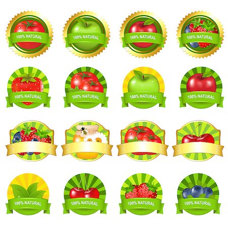 Fruits And Vegetables Labels Set, Isolated On White Background, Vector Illustration Stock Photo - Budget Royalty-Free & Subscription, Code: 400-04421328
