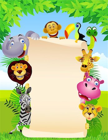 elephant character - Vector illustration of animal cartoon and blank sign Stock Photo - Budget Royalty-Free & Subscription, Code: 400-04421805