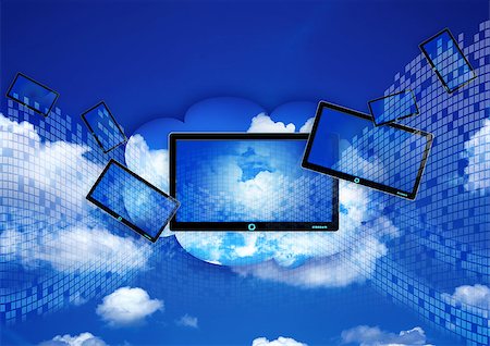 Computers in clouds Photographie de stock - Aubaine LD & Abonnement, Code: 400-04421904