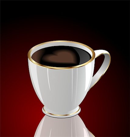 simsearch:400-07305144,k - Illustration of coffee cup with love heart on dark red background - vector Stock Photo - Budget Royalty-Free & Subscription, Code: 400-04422401