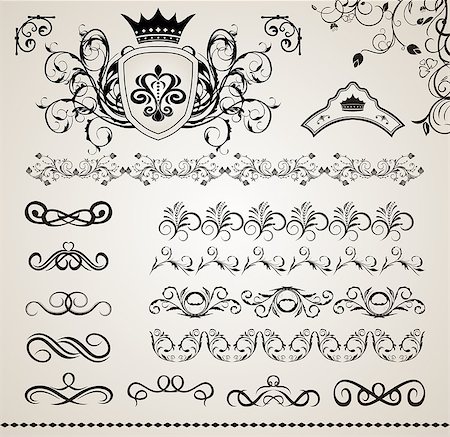 simsearch:400-06136396,k - Illustration set floral ornate design elements (5) - vector Stock Photo - Budget Royalty-Free & Subscription, Code: 400-04422442
