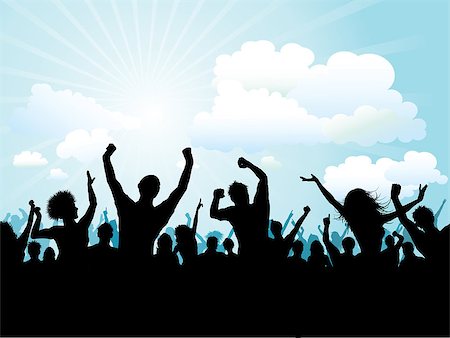 simsearch:400-04389591,k - Silhouette of a party crowd against a blue sky Stock Photo - Budget Royalty-Free & Subscription, Code: 400-04422531