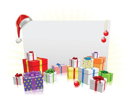 simsearch:400-04229535,k - Christmas sign and gifts background with copyspace for your message Photographie de stock - Aubaine LD & Abonnement, Code: 400-04422866