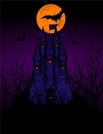 Invitation card with Halloween haunted Castle Stock Photo - Budget Royalty-Free & Subscription, Code: 400-04422972