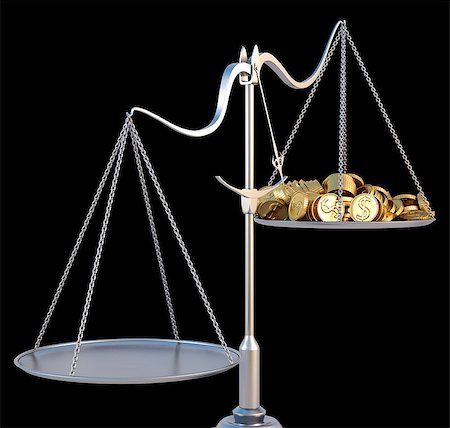 jewelry scales with a heap gold coins. isolated on black. Stock Photo - Budget Royalty-Free & Subscription, Code: 400-04423032