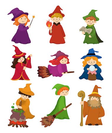 simsearch:400-06105473,k - cartoon Wizard and Witch icon set Photographie de stock - Aubaine LD & Abonnement, Code: 400-04423584
