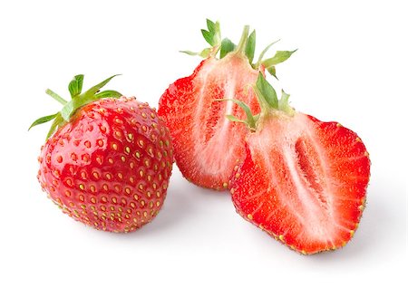 simsearch:400-05346291,k - whole strawberry and strawberry cut in half isolated on white background Stock Photo - Budget Royalty-Free & Subscription, Code: 400-04423637