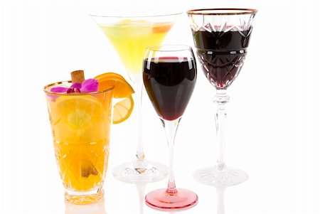 simsearch:400-04226436,k - Cocktails, and red wine in various kinds of glasses Stock Photo - Budget Royalty-Free & Subscription, Code: 400-04435412