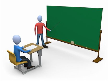 pupil in a empty classroom - 3d person teaching a class. Blackboard is empty for you to add whatever you like. Stock Photo - Budget Royalty-Free & Subscription, Code: 400-04435554