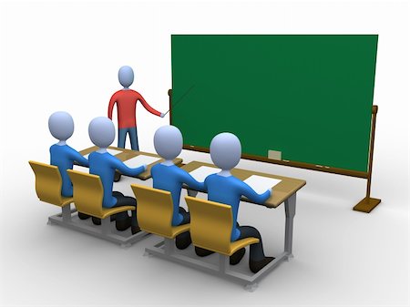 pupil in a empty classroom - 3d person teaching a class. Blackboard is empty for you to add whatever you like. Stock Photo - Budget Royalty-Free & Subscription, Code: 400-04435555