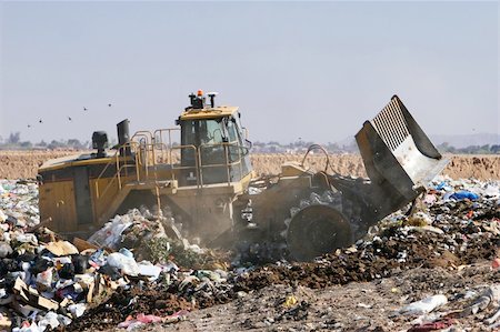 simsearch:400-05318197,k - A trash compactor moves trash in a landfill. The stench is amazing! Foto de stock - Super Valor sin royalties y Suscripción, Código: 400-04436127