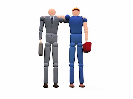 simsearch:400-04434336,k - 3d businessman in a hug with a labor Stock Photo - Budget Royalty-Free & Subscription, Code: 400-04437075