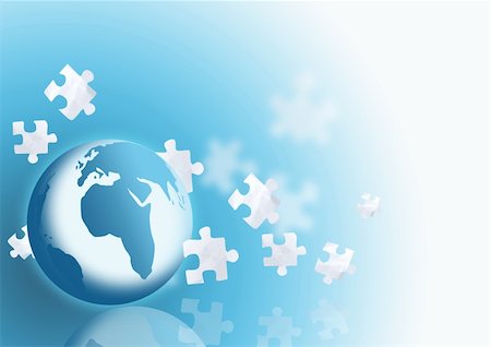 A globe with falling puzzle pieces. Stock Photo - Budget Royalty-Free & Subscription, Code: 400-04438357