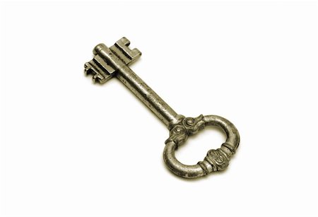 simsearch:700-03692004,k - vintage silver key on white background Stock Photo - Budget Royalty-Free & Subscription, Code: 400-04430277