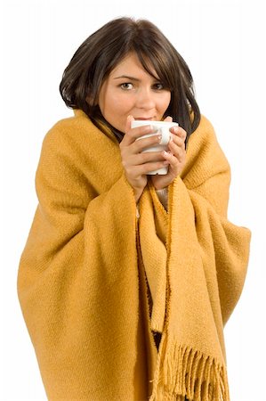 simsearch:400-05716904,k - isolated ill woman with hot cup Stock Photo - Budget Royalty-Free & Subscription, Code: 400-04432278
