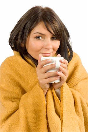 simsearch:400-05716904,k - isolated ill woman with hot cup Stock Photo - Budget Royalty-Free & Subscription, Code: 400-04432279