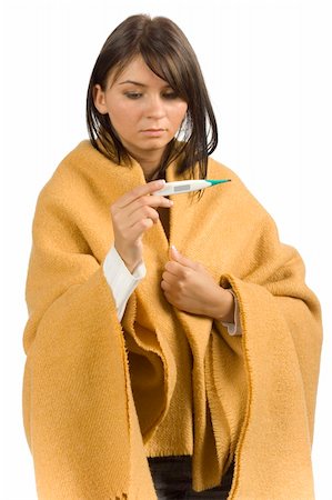 simsearch:400-05716904,k - isolated ill woman with clinical thermometer Stock Photo - Budget Royalty-Free & Subscription, Code: 400-04432281