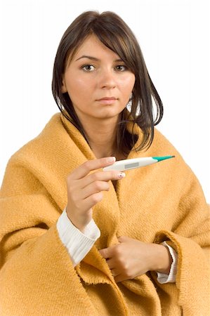 simsearch:400-05716904,k - isolated ill woman with clinical thermometer Stock Photo - Budget Royalty-Free & Subscription, Code: 400-04432282