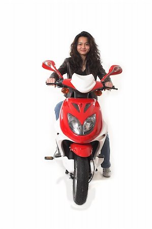 scooter with white background - woman riding electric scooter over white background Stock Photo - Budget Royalty-Free & Subscription, Code: 400-04432447