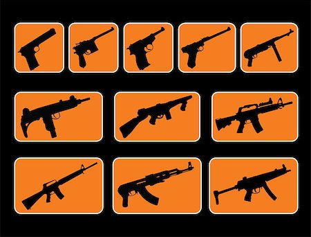 simsearch:400-04335613,k - illustration of different style guns and machine guns Stock Photo - Budget Royalty-Free & Subscription, Code: 400-04433143