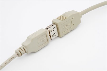 Junction of wires. Lengthening USB-cable. Isolated image. Stock Photo - Budget Royalty-Free & Subscription, Code: 400-04433785