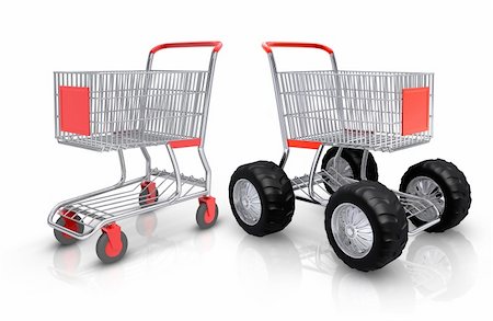 simsearch:400-05708287,k - Shopping carts competition over white background Stock Photo - Budget Royalty-Free & Subscription, Code: 400-04444102
