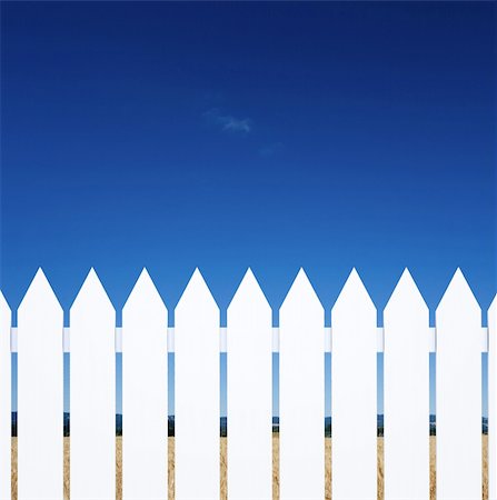 photo picket garden - Clear sky over the fence Stock Photo - Budget Royalty-Free & Subscription, Code: 400-04444621