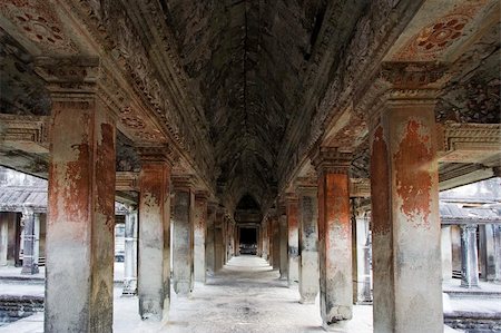 simsearch:400-04592511,k - Angkor Wat interior corridor view with pillar. Stock Photo - Budget Royalty-Free & Subscription, Code: 400-04449270