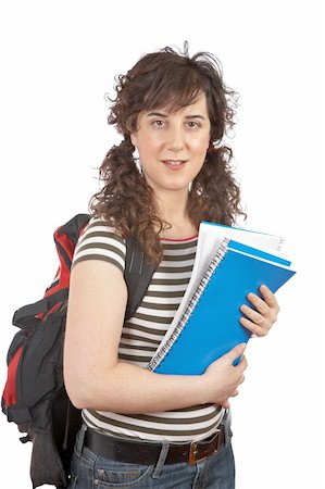 Young student woman with a black backpack on white background Photographie de stock - Aubaine LD & Abonnement, Code: 400-04440933
