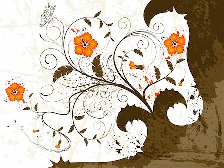 simsearch:400-04687732,k - Grunge paint flower background with butterfly, element for design, vector illustration Photographie de stock - Aubaine LD & Abonnement, Code: 400-04454032